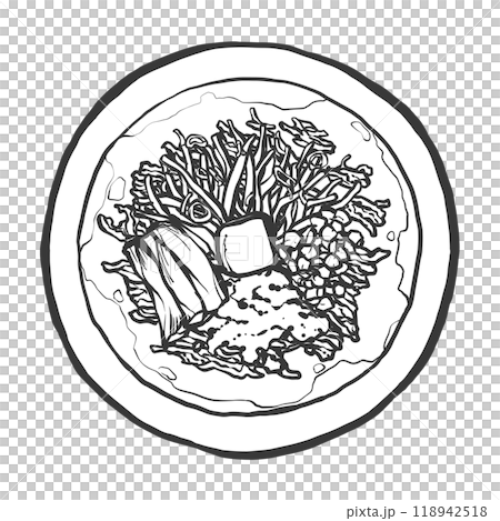 味噌ラーメンの手書き筆絵風イラスト 味噌ラーメンの手書き筆絵風イラスト 118942518