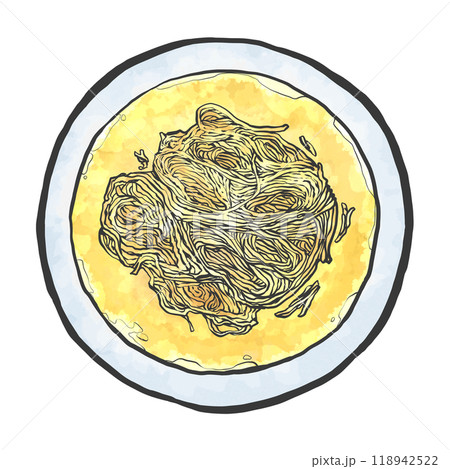 塩ラーメンの手書き筆絵風イラスト 118942522