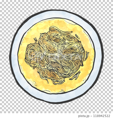 塩ラーメンの手書き筆絵風イラスト 118942522