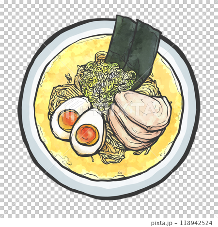 鹽拉麵的手寫筆畫風格插畫 118942524