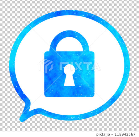 Blue starry sky | Speech bubble with padlock symbol 118942567