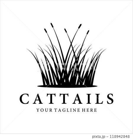 cattails or reed logo vintage vector illustration template design 118942848