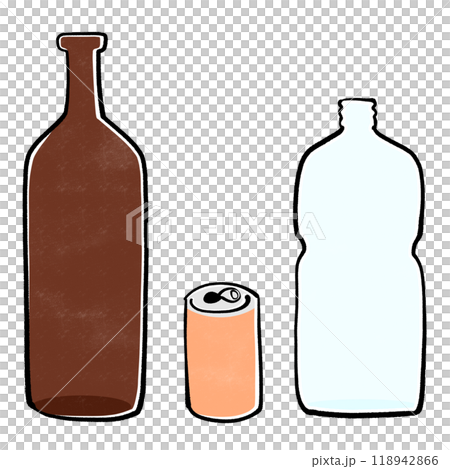 空き瓶、空き缶、空きペットボトルのイラスト 空き瓶、空き缶、空きペットボトルのイラスト 118942866