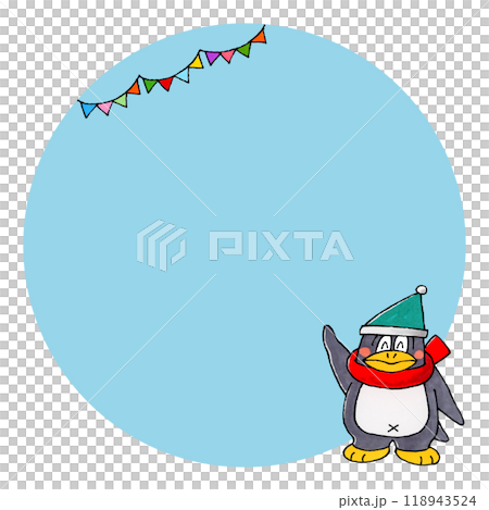 企鵝角色複製空間（圓形藍色） 118943524