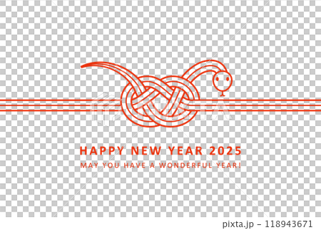 2025年巳年年賀状デザイン 水引風のかわいいヘビ 2025年巳年年賀状デザイン 水引風のかわいいヘビ 118943671