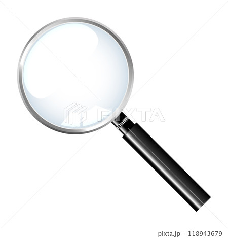 Magnifying glass loupe with gray handle on white background Magnifying glass loupe with gray handle on white background 118943679