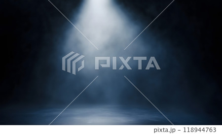 Empty Dark Stage with Spotlights and Fog for Dramatic Scene or Performance Background_3 Empty Dark Stage with Spotlights and Fog for Dramatic Scene or Performance Background_3 118944763