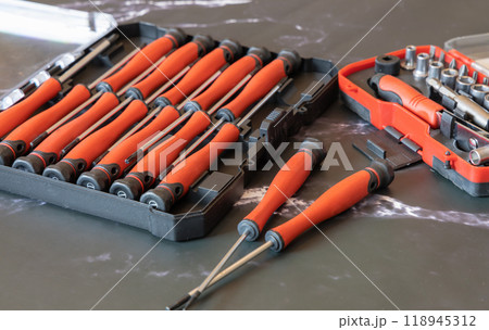 Set of work tools for various repairs. Set of work tools for various repairs. 118945312