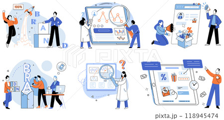 Company build vector illustration. Strategy, compass, navigates company through dynamic currents business landscape Corporate, ecosystem, fosters growth and synergy elements within microcosm company 118945474