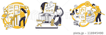 Capital management vector illustration. Business opportunities become vibrant garden when nurtured by hands effective capital management In economic symphony, capital management is rhythm shapes 118945490