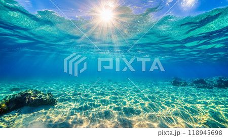 青い海の中の海底の風景 118945698