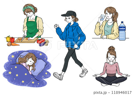 健康的な女性のライフスタイルセット 118946017
