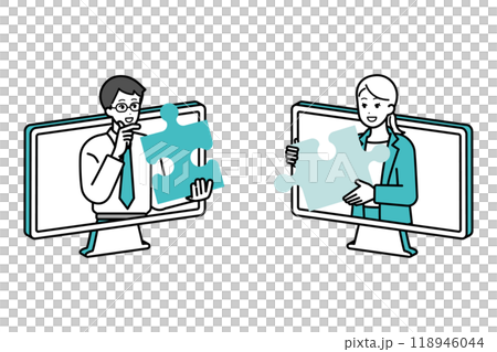 Image of business people working together remote illustration Image of business people working together remote illustration 118946044