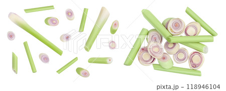 Fresh Lemongrass isolated on white background . Top view. Flat lay 118946104