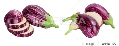 striped eggplant graffiti isolated on white background with full depth of field. striped eggplant graffiti isolated on white background with full depth of field. 118946135