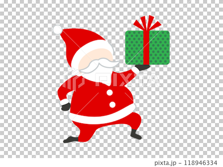 プレゼントを渡すシンプルなサンタクロースのフラットイラスト 118946334