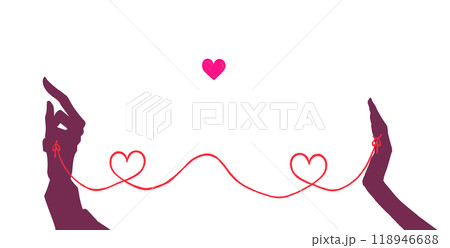 運命の赤い糸で結ばれた男女の手 影絵 運命の赤い糸で結ばれた男女の手 影絵 118946688
