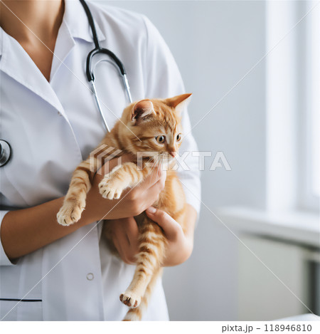 猫を抱く女性獣医 猫を抱く女性獣医 118946810