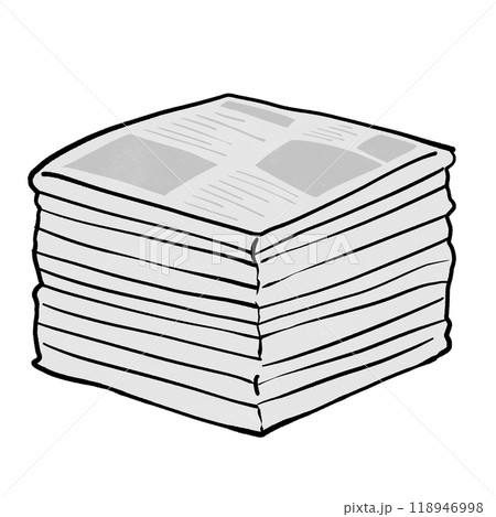 たまった新聞紙のイラスト 118946998