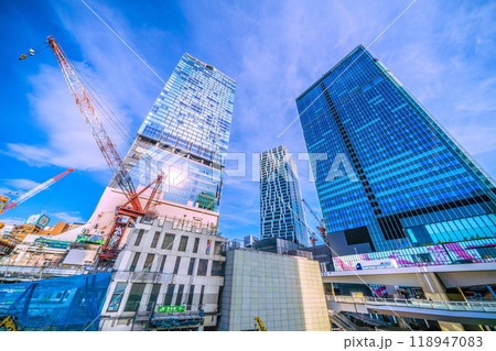 日本の東京都市景観 山手線が…さよなら渋谷駅西口…そして、渋谷駅西口上空施設新築計画始動！…＝2日 118947083