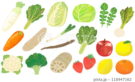 冬の食べ物イラストセット ベクター素材 118947162