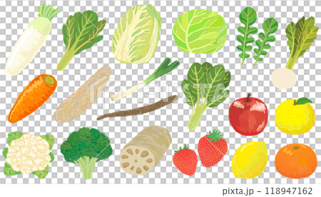 冬季食物插畫集向量素材 118947162