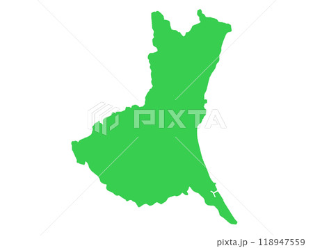 少しゆるい茨城県地図 フチなし 118947559