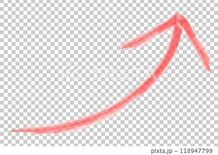 Red watercolor style rising curve arrow illustration Red watercolor style rising curve arrow illustration 118947799