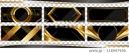 一套 6 個豪華抽象背景插圖，黑色和金色 118947936