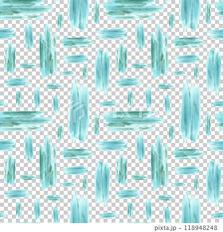 Monochrome abstract turquoise watercolor brush strokes seamless pattern. Colored hand painting stripe stains illustration for textile design, package, backdrop, wrapping paper 118948248