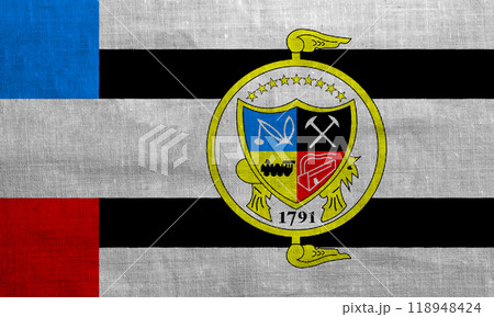 Flag of the city of Knoxville, Tennessee, USA, on a background of fabric texture. Conceptual collage Flag of the city of Knoxville, Tennessee, USA, on a background of fabric texture. Conceptual collage 118948424