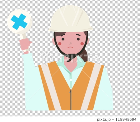 戴著有懲罰標籤的頭盔的女人。向量圖 118948694