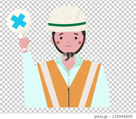 罰の札を持つヘルメットの男性。ベクターイラスト	 118948695