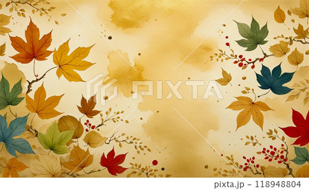 水彩画　紅葉 118948804