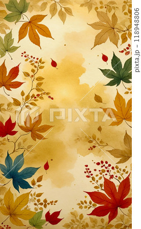 水彩画　紅葉 118948806