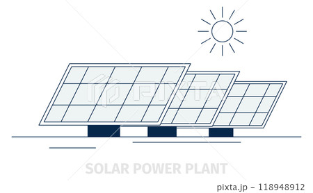 Solar power plant. Renewable energy line icon 118948912