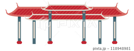 Red roof chinese gates. Festival asian entrance 118948981