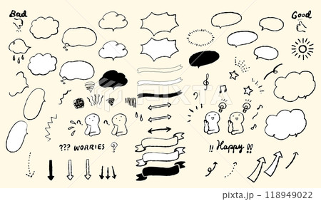 手書き風ふきだし矢印リボンセット 手書き風ふきだし矢印リボンセット 118949022