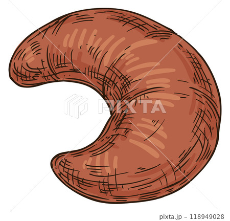 Kifle sketch. Curved traditional yeast bread roll 118949028