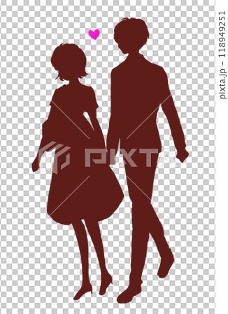 手を繋いでデートする男女　影絵 118949251
