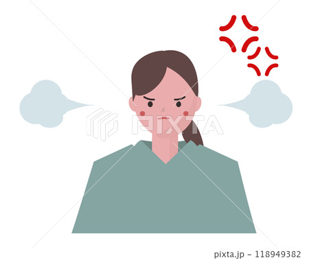イライラして怒る女性。ベクターイラスト	 118949382
