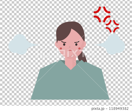 イライラして怒る女性。ベクターイラスト	 118949382