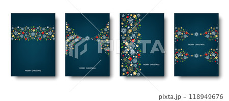 Merry Christmas greeting card on blue background. 118949676