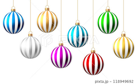 Christmas  balls  with pattern  isolated on white background. 118949692