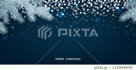 Merry Christmas background with lights, sparkle and spruce branch. Merry Christmas background with lights, sparkle and spruce branch. 118949699
