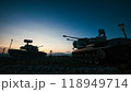 Air defense system at sunset. Mobile air defence with radar 118949714