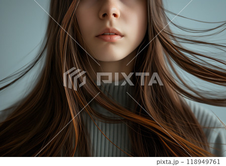 風に吹かれる女性の美しい髪の毛 /AI生成 風に吹かれる女性の美しい髪の毛 /AI生成 118949761