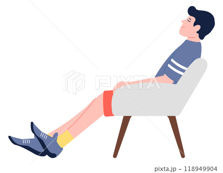 Man sleep in comfy chair. Resting lazy person Man sleep in comfy chair. Resting lazy person 118949904