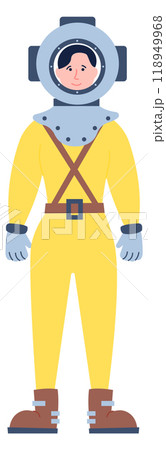 Female astronaut. Woman in spacesuit. Cosmonaut color character Female astronaut. Woman in spacesuit. Cosmonaut color character 118949968