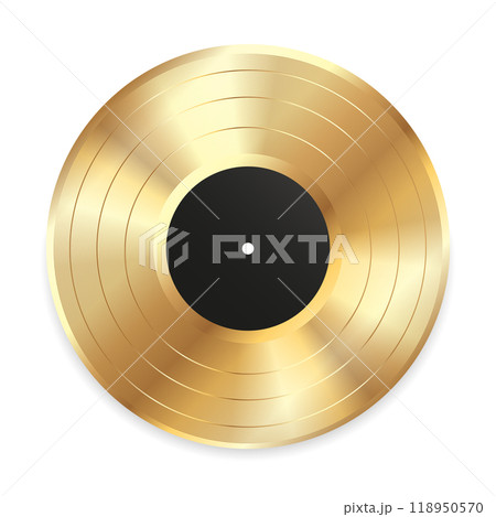 Realistic golden vinyl record. Retro gramophone record icon isolated on white background. Vector illustration Realistic golden vinyl record. Retro gramophone record icon isolated on white background. Vector illustration 118950570